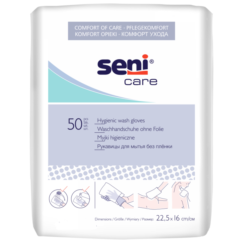 Seni Care Waschhandschuhe aus Vlies - ohne Folie - 50 Stück